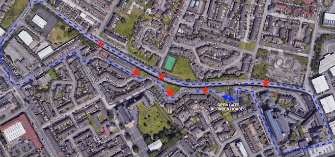 Map of Belfast peace wall.