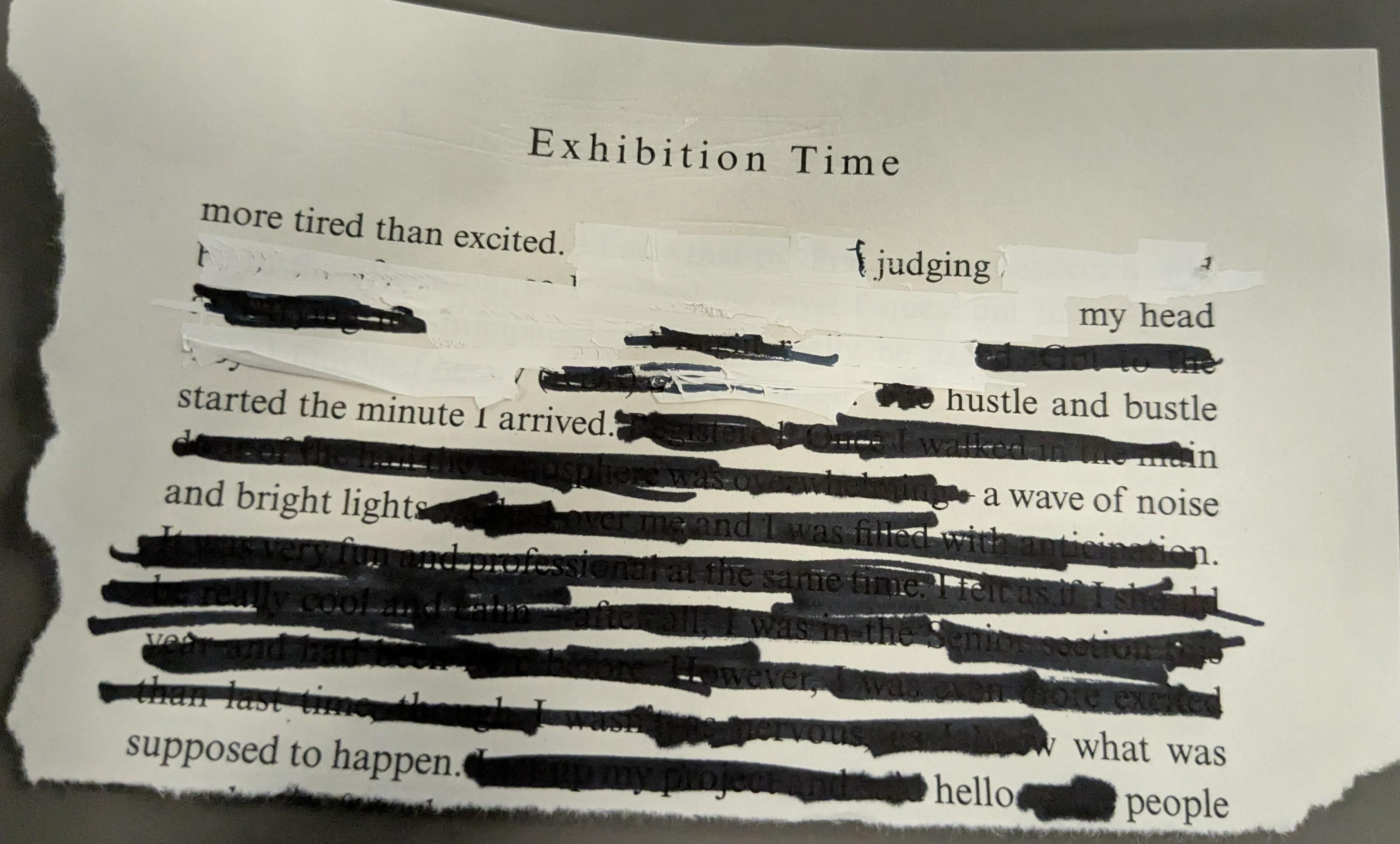 a blackout poem describing my experience of CW26