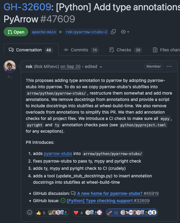 The typing stubs pull request.