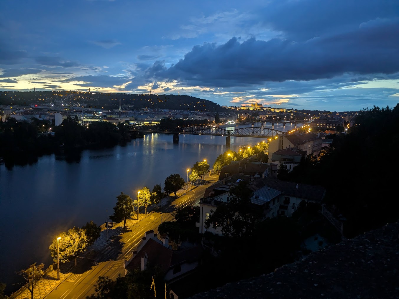 The Vltava River at night.